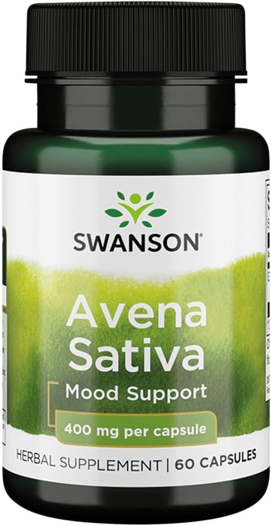 Swanson Full Spectrum Avena Sativa (Green Oat Grass) - Herbal supplement fremme nervesystem sundhed - Naturlig formel støtte Samlet wellness - (60 kapsler, 400mg hver)