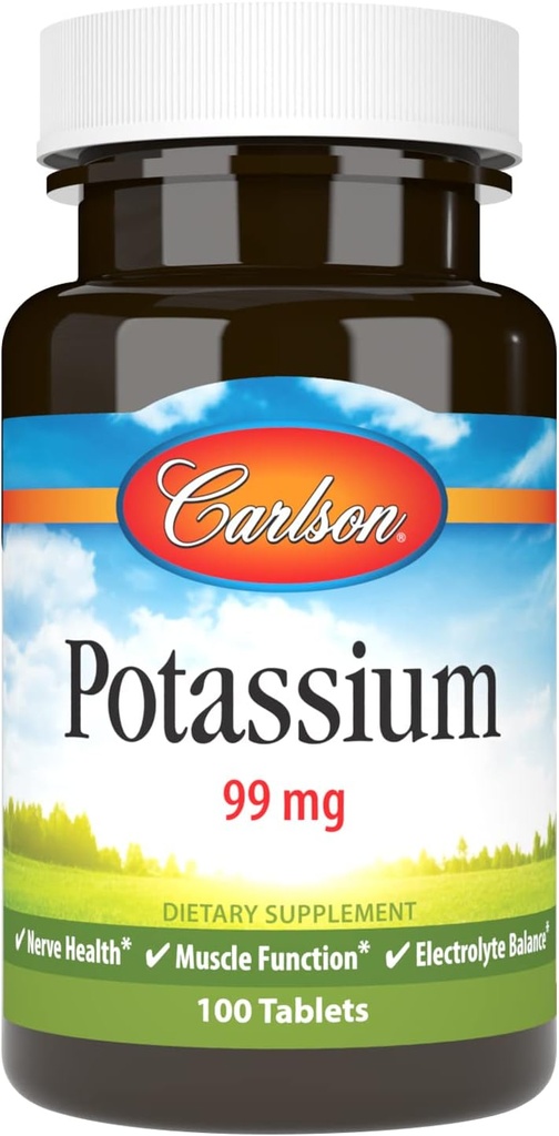 Carlson - Kalium, 99 mg, fremmer Nerve Sundhed & Muskelfunktion, 100 tabletter