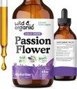 Wild & Organic Passion Flower Tinktur - Food Support - Calming Passionflower Supplement - Passiflora Incarnata Liquid Extract - Vegan, Sukker & Alkohol- Free Herb Drops - 4 fl oz