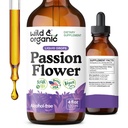 Wild & Organic Passion Flower Tinktur - Food Support - Calming Passionflower Supplement - Passiflora Incarnata Liquid Extract - Vegan, Sukker & Alkohol- Free Herb Drops - 4 fl oz