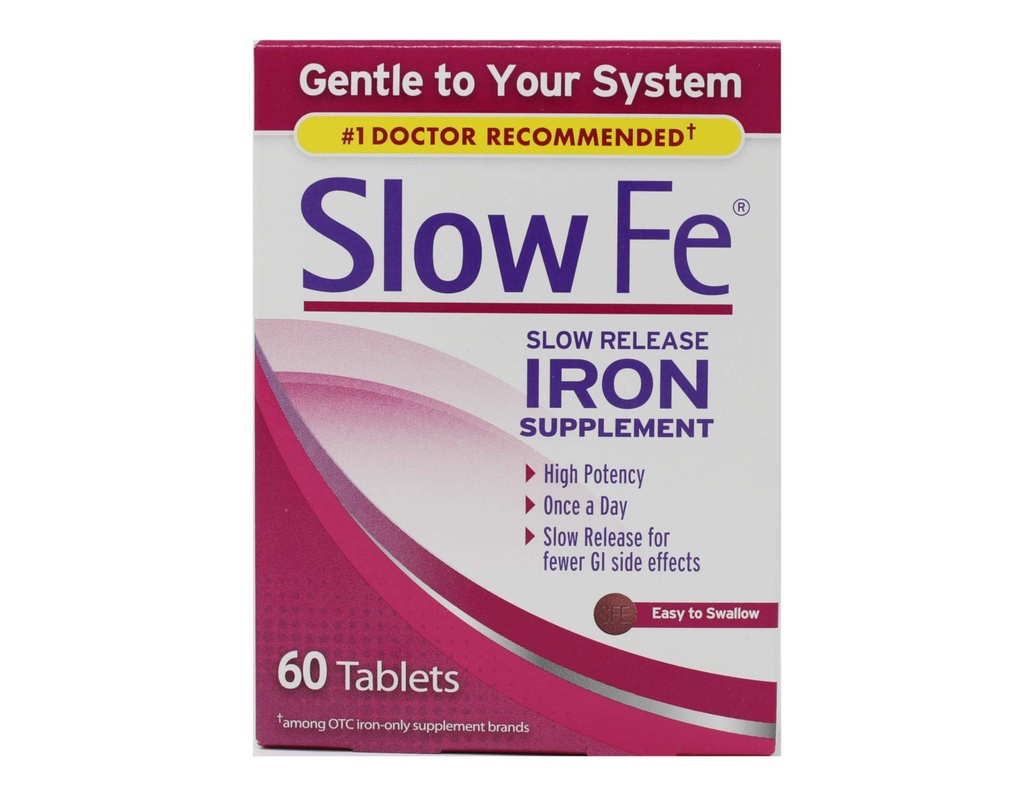 Slow Fe, High Potency Iron 45 mg, Slow Release - 60 tabletter