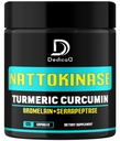4-in-1 Nattokinase 2000 Fu, gurkemeje, bromelain, serrapeptase - Spike Protein Detox - Kropsbalance, cirkulering sundhed & immunsystem - 120 kapsler 4-måned Supply