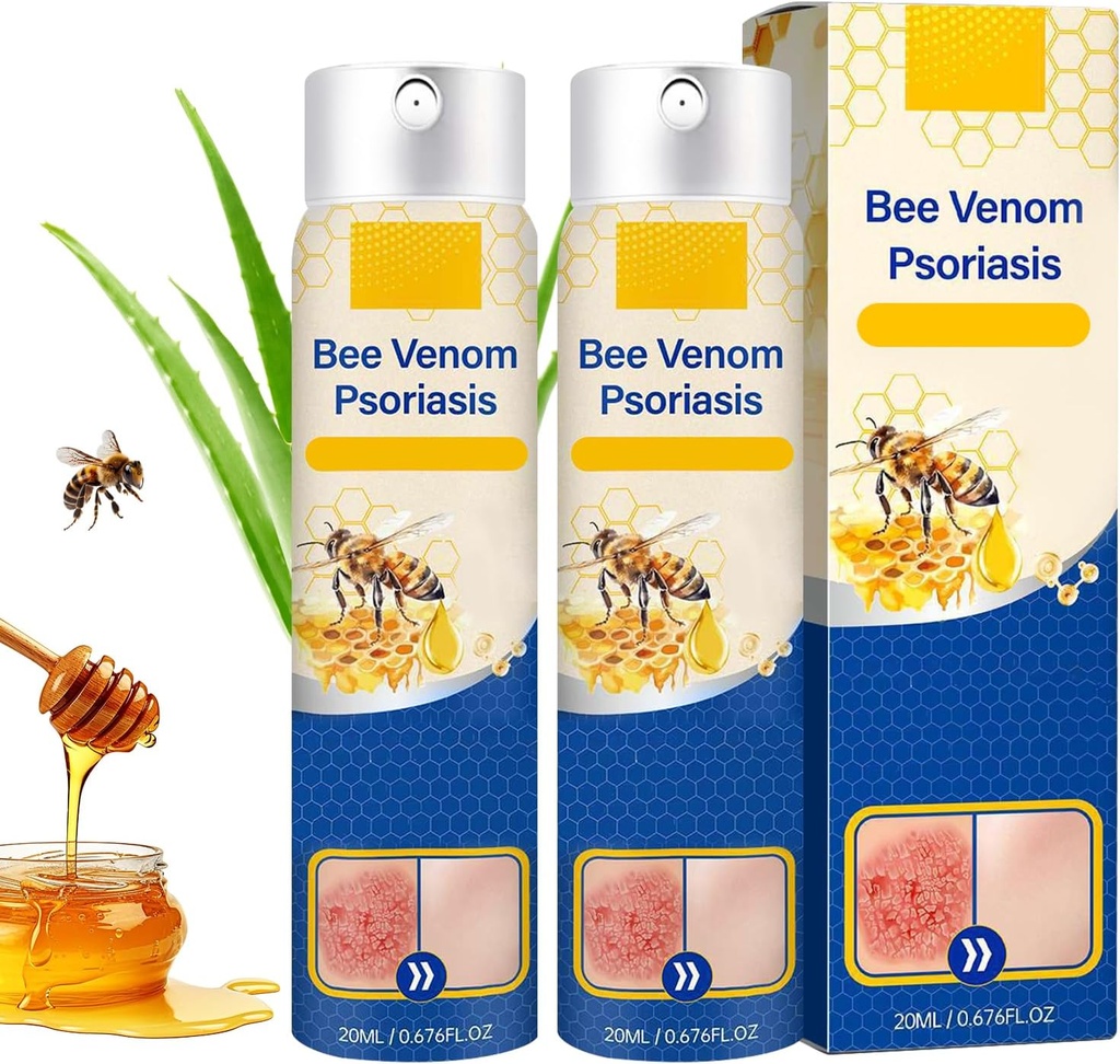 2 PCS PsoriaHeal Bee Venom Psoriasis Treatment Spray, Psoriasis Relief Spray, Bee Venom Psoriasis Spray, Pure Natural Bee Venom Repair Spray, Bee Venom for alle hudtyper
