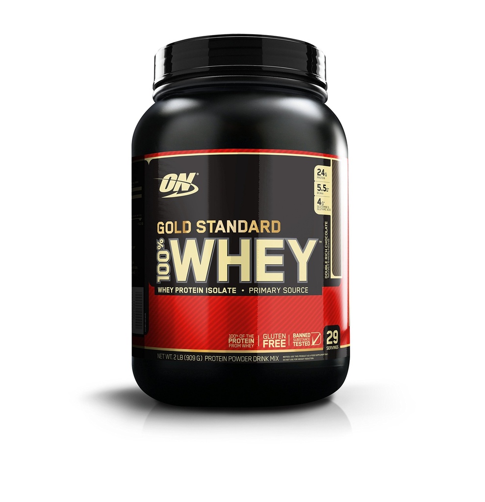 Optimum Nutrition Gold Standard 100% Whey Protein Powder, Dobbelt Rich Chokolade, 2 Pund