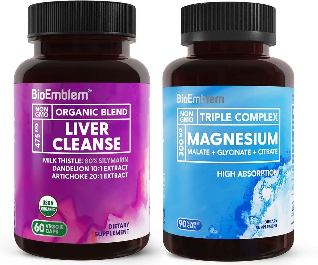 BioEmblem Triple Magnesium Complex 90ct + USDA Organic Lever Cleanse