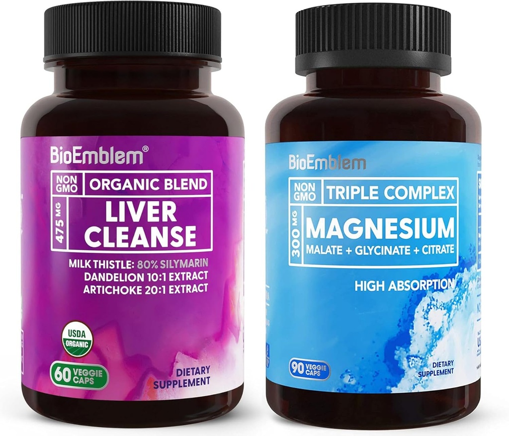 BioEmblem Triple Magnesium Complex 90ct + USDA Organic Lever Cleanse