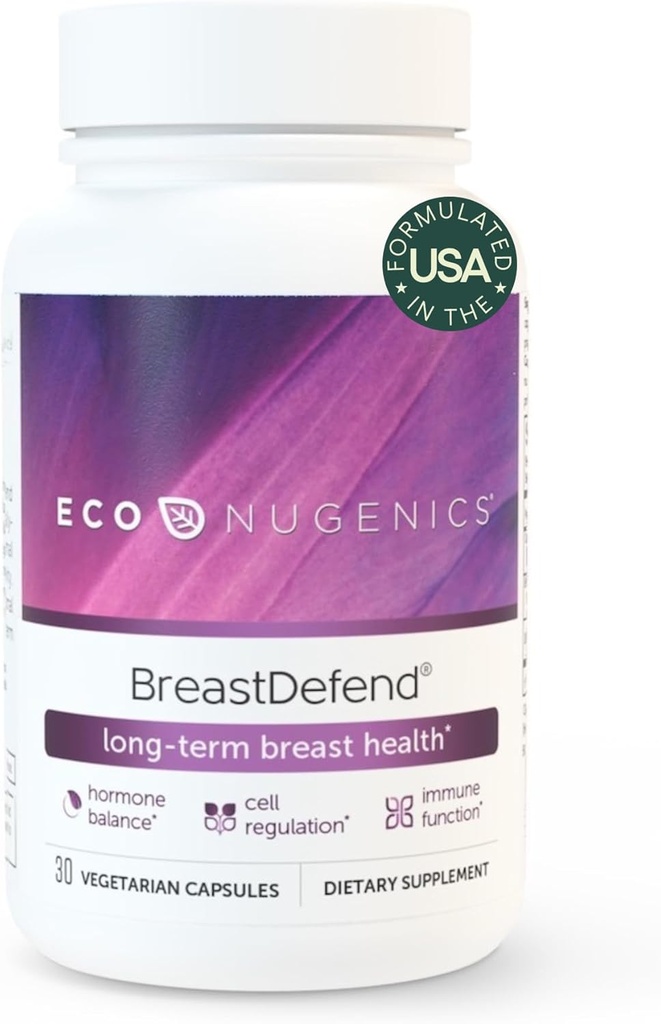 EcoNugenics BreastDefend DIM supplement til kvinders bryst sundhed, Østrogen Hormone Balance, immunstøtte - gurkemeje Curcumin, Reishi & Tyrkiet Tail svampe, Quercetin, Astragalus - 30 kapsler