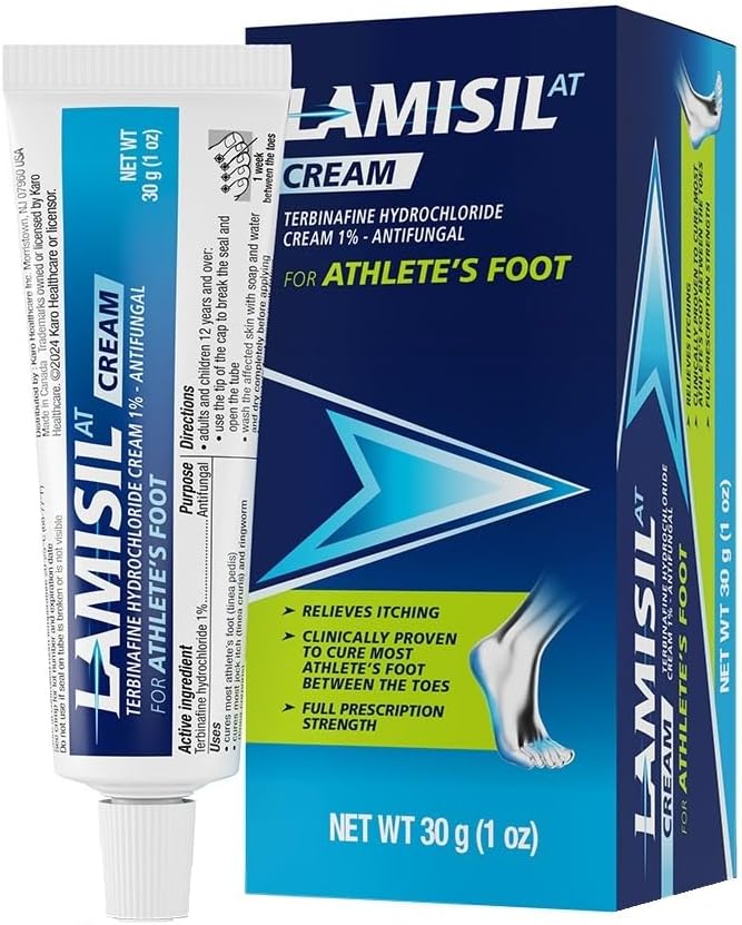 Lamisil 1 Uge Atlete 's Foot Treatment, Antifungal Cream med Terbinafine Hydrochlorid 1%, Hurtig symptomlindring & forebygger gentagelse, 1 oz (30 g)