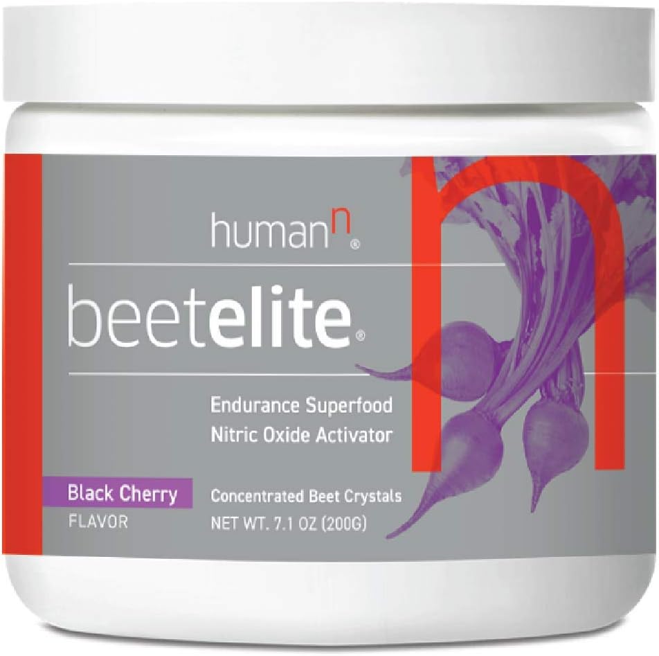 Humann BeetElite Pre Workout pulver til mænd og kvinder - Ultra høj renhed Beet Root pulver til energi & Stamina - koffein fri, Kreatin fri, Vegan nitrogenoxid supplement - sort kirsebær, 7.1 oz