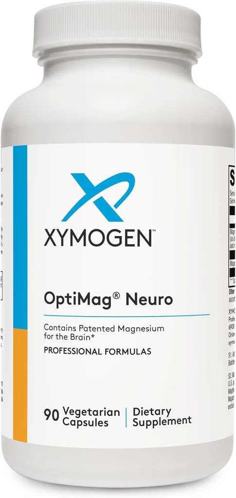 XYMOGEN OptiMag Neuro - Magnesium L Threonat tillæg med chelated Magnesium lysinat glycinat - Support Brain Health & Afslapning (90 kapsler)
