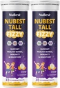 NuBest Tall Fizzy; Knoglestyrke, Immunitet, fordøjelsessygdom for børn alder 4 + & Teens; Probiotisk, Calcium, Magnesium fra røde Marine Algae, Vitaminer; 124; 20 Orange Effervescent tabletter; 124; Pack 2