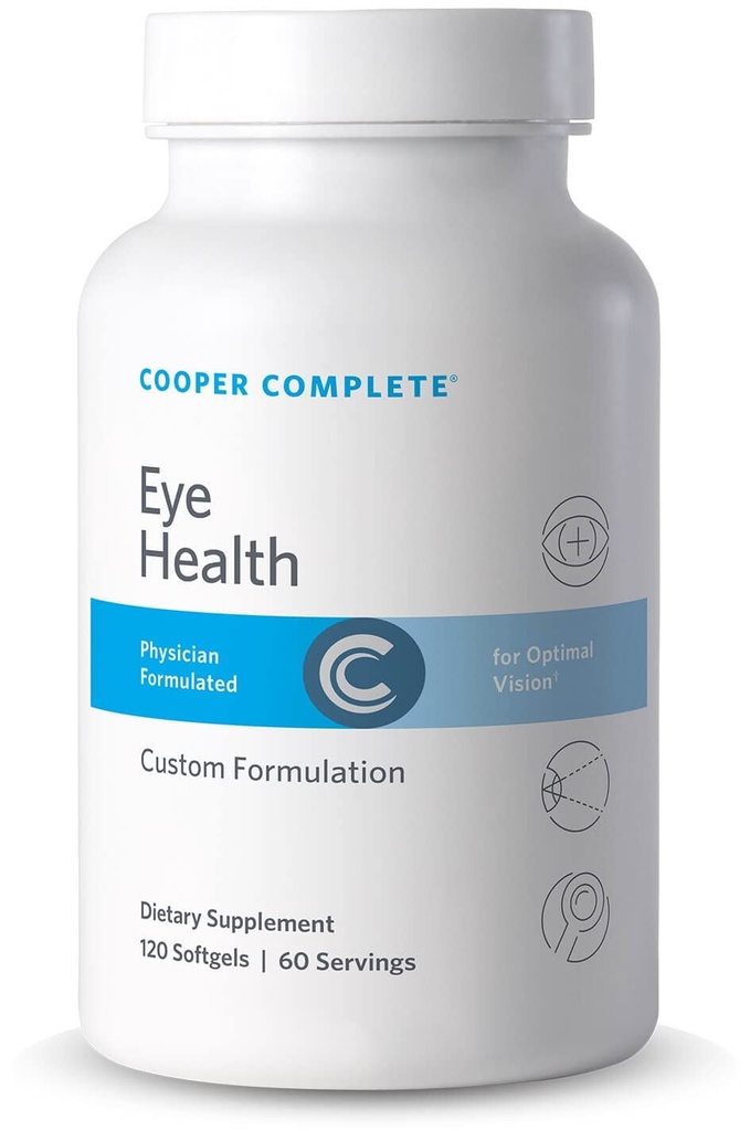Cooper Complete - Eye Health Supplement - Lutein, Meso Zeaxanthin, og Zeaxanthin, C-vitamin & E - 120 Softgel per flaske. Pakning med 2