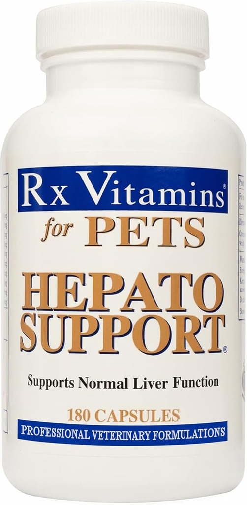 Rx Vitaminer Hepato Support til hunde & katte - Mælk tidsel supplement til kæledyr - 100mg Mælk tidsel til sund leverfunktion - Silymarin kapsler til kæledyr - 180 ct.