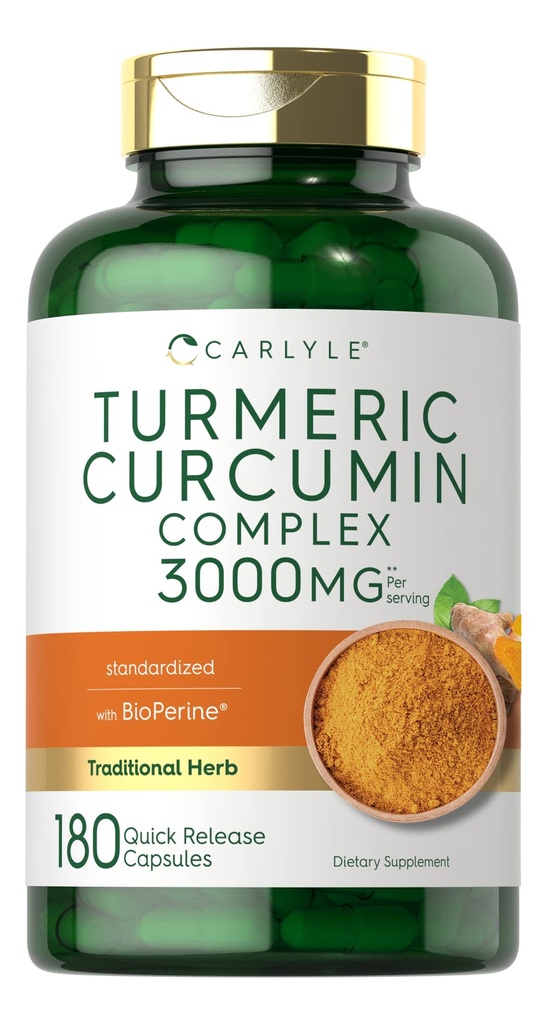 Carlyle gurkemeje Supplement 124; 3000mg 180 Kapsler} 124; med sort peber, Curcuminoids og Bioperine • 124; Non- GMO, Gluten Free