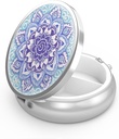 Pill Box 3 Segment Lille Pill Case, Portable for Pocket eller Purse Pill Organizer Pill Container Holder til at holde vitaminer, medicin, fiskeolie og kosttilskud (Mandala Blue)