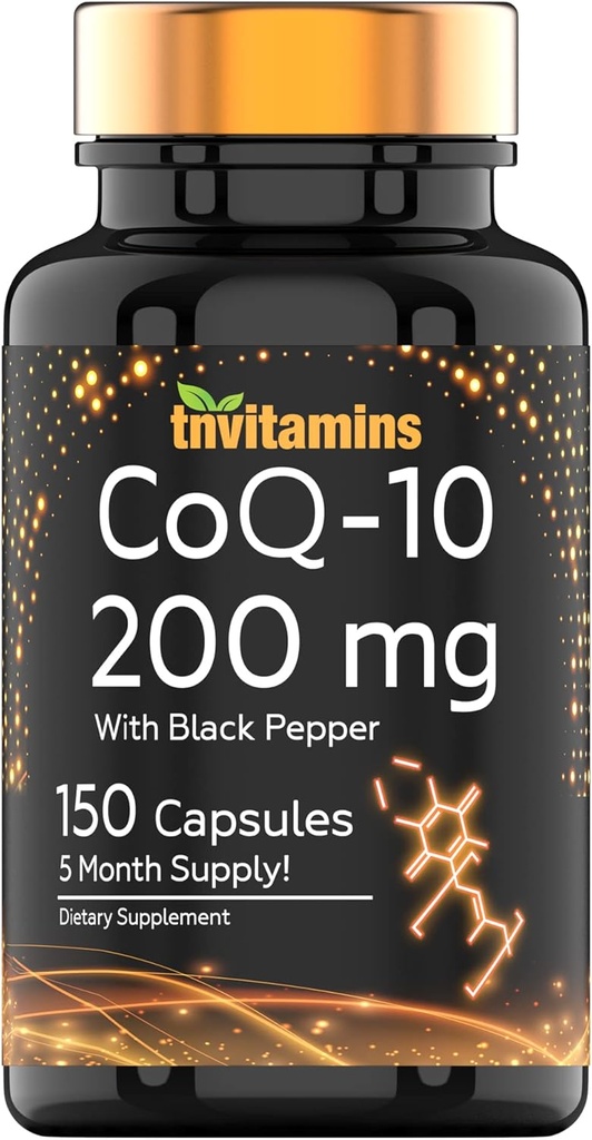 tnvitamins CoQ- 10 200mg - 150 kapsler med sort pepper ekstrakt