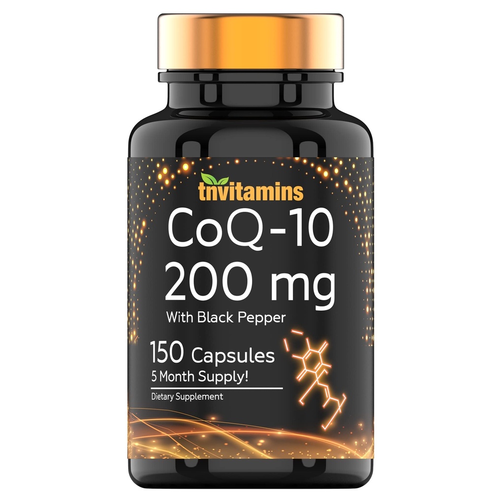 tnvitamins CoQ- 10 200mg - 150 kapsler med sort pepper ekstrakt