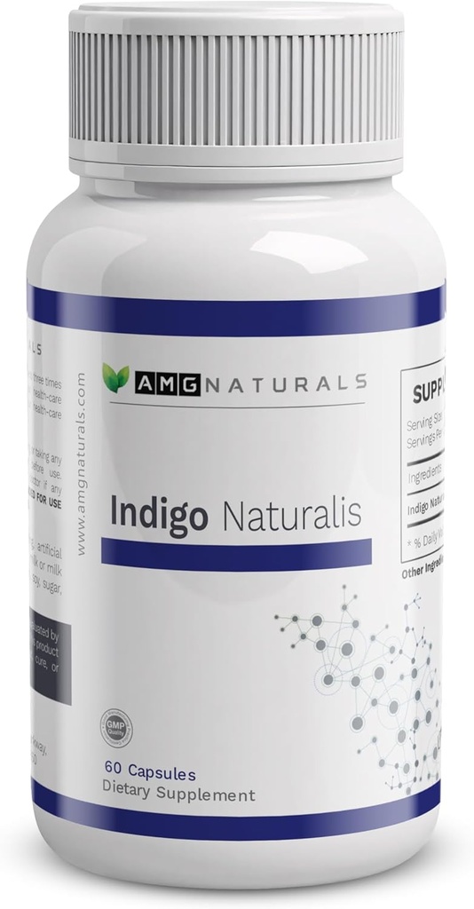 Indigo Naturalis - 60 kapsler af Pure Indigo Naturalis med ingen binders, Ingen Fillers, Ingen Hjælpestoffer, Ingen Preservativer - Hele Herb