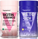 Biotin hårvækst Vitaminer + Premium Keto piller Budd124; understøtter sund hud og negle & udnytte fedt til energi med Ketosis, Boost Energy & Focus Budd124; Non- GMO Vegan Kosttilskud