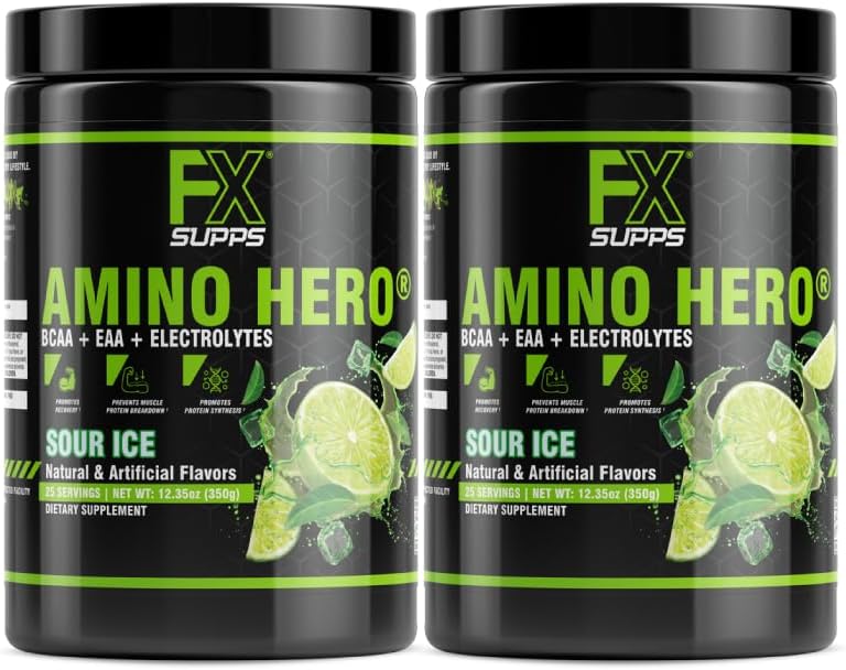 FXSUPPS Amino Hero Sour Ice Flavor (50 Servering) Note 124; efter-workout Inddrivelse drik for mænd og kvinder