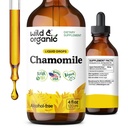 Wild & Organic Kamille Blomster Tinktur - Calming Supplement til afslapning - Kamille Udtræk Flydende dråber - Vegan, Sukker & Alkohol- Gratis - 4 fl oz