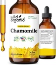Wild & Organic Kamille Blomster Tinktur - Calming Supplement til afslapning - Kamille Udtræk Flydende dråber - Vegan, Sukker & Alkohol- Gratis - 4 fl oz