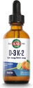 KAL D3 K2 DropIns 125 mcg / 500 mcg flydende D3 K2 dråber, ben sundhed, hjerte sundhed og immunforsvar Support, Natural Citrus Flavor, 60- dag penge tilbage garanti, Ca. 59 Serv, 2 FL OZ
