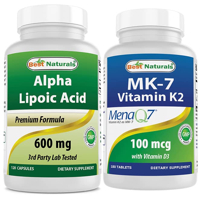 Bedste Naturals Alpha Lipoic Acid 600 mg & vitamin K2 (MK7) med D3