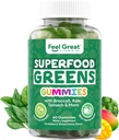 Super Green Gummies - Grøn Superfood supplement med spinat, Broccoli, Kale, Beet Root, Elderberry for Immunity Support - Frugt og grøntsager supplement - Watermelon Flavor, 60 Gummies