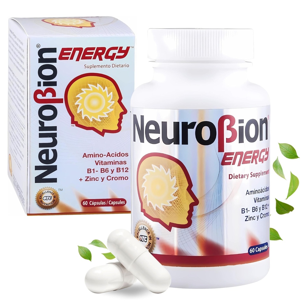 60 Caps Neurobion Energy - Aminosyrer Vitamin B1 B2 B6 B12 - Øger hjernen Alertness & Stamina