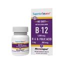 Superior Source No Shot Vitamin B12 Methylcobalamin (5000 mcg), B6, Folinsyre, Quick Dissolous Sublingual Tablets, 60 Ct, Øge energi, sundt hjerte, Boost Metabolisme, Stress Support, Non- GMO