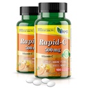 America Medic & Science Rapid- C 500mg C-vitamin supplement (2 pakker med 100 tabletter) Energy Booster, Daglig immunsystem support, Antioxidant stålet 124; Vegan, Non- GMO coated Ascorbic Acid til voksne mænd og kvinder