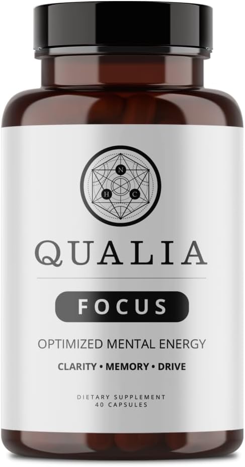 Qualia Fokus Brain Booster Support 124; En kraftfuld Nootrop designet til at levere Vedvarende Mental Energi, Alerness, Koncentration & Memory Budding 124; med Ginkgo Biloba, L-Theanine Plus Budding 124; 1 Måned Supply