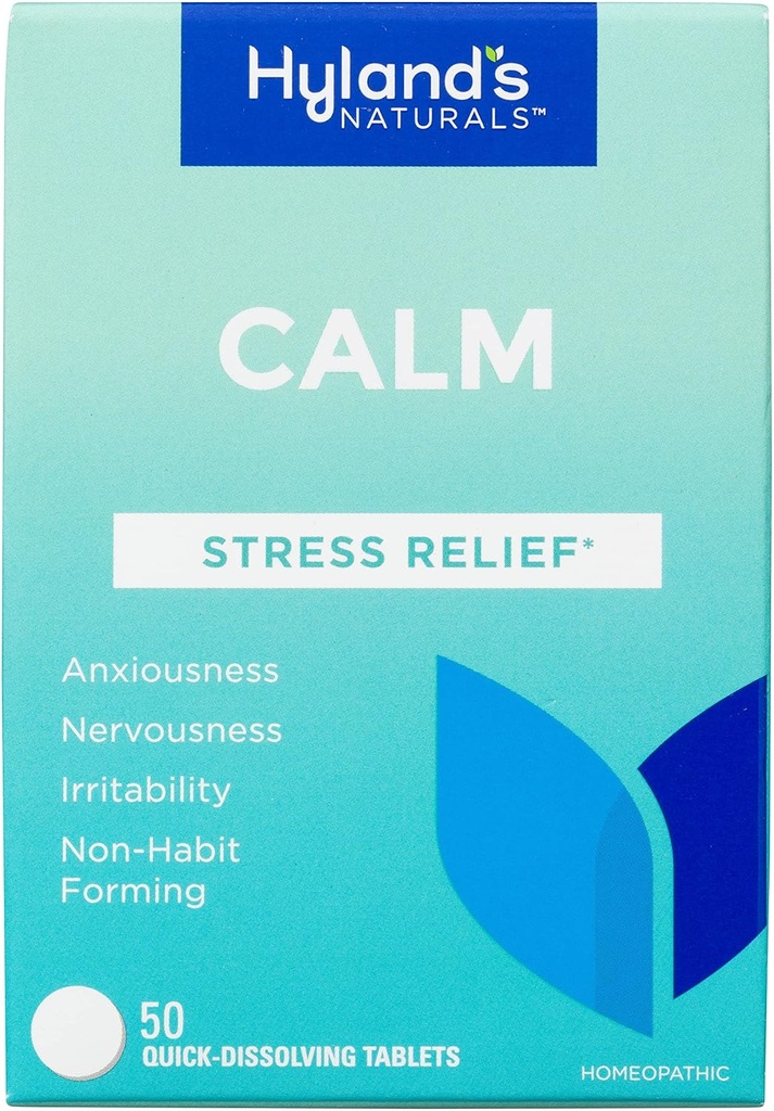 Hyland's Calm Tablets, Stress Relief Supplement, Natural Relief Of Anxiousness, Nervousness, And Irritability, 50 Count (Pack of 1, 50 Count Total)