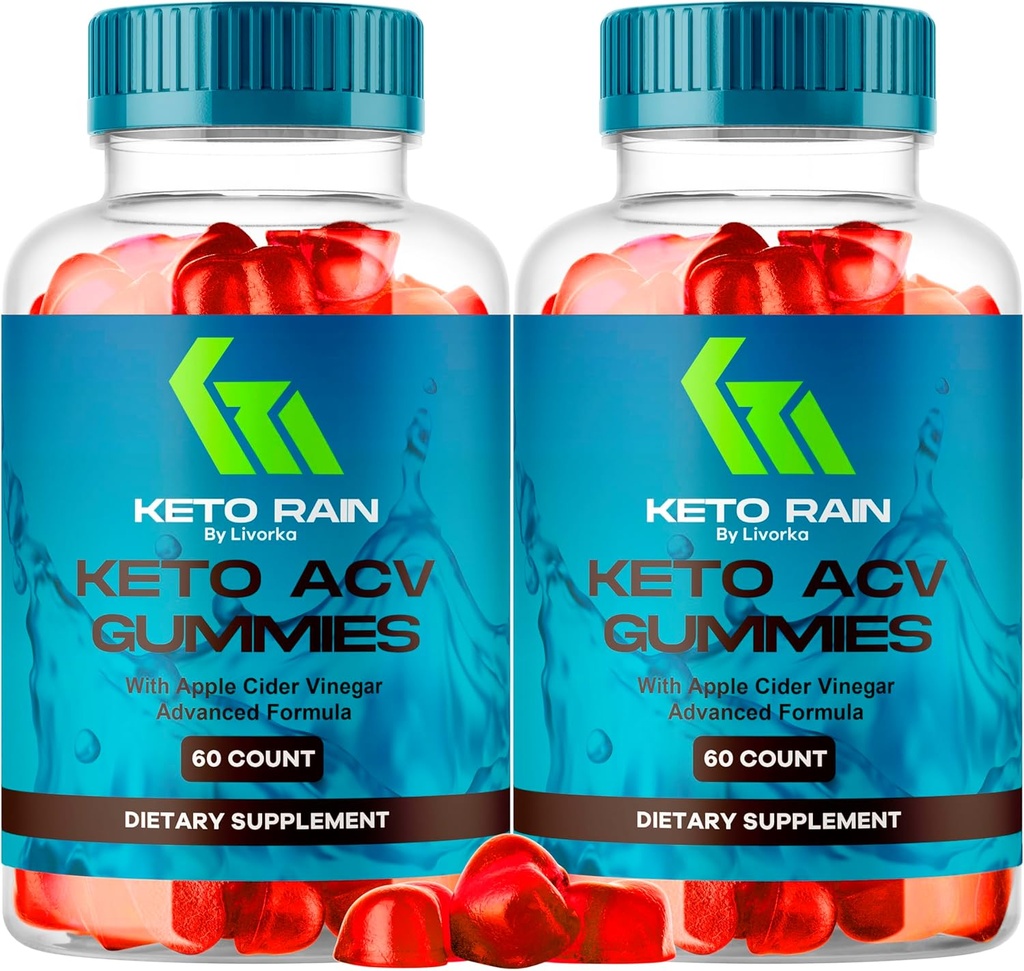 (2 Pack) Keto Rain Gummies - Keto Rain Advanced ACV Gummys, Keto Rain ACV Gummy 1050MG - All Natural Keto Rain Apple Cider Vincities, KetoRain ACV Gummys, 120 Gummies til 2 Måneder