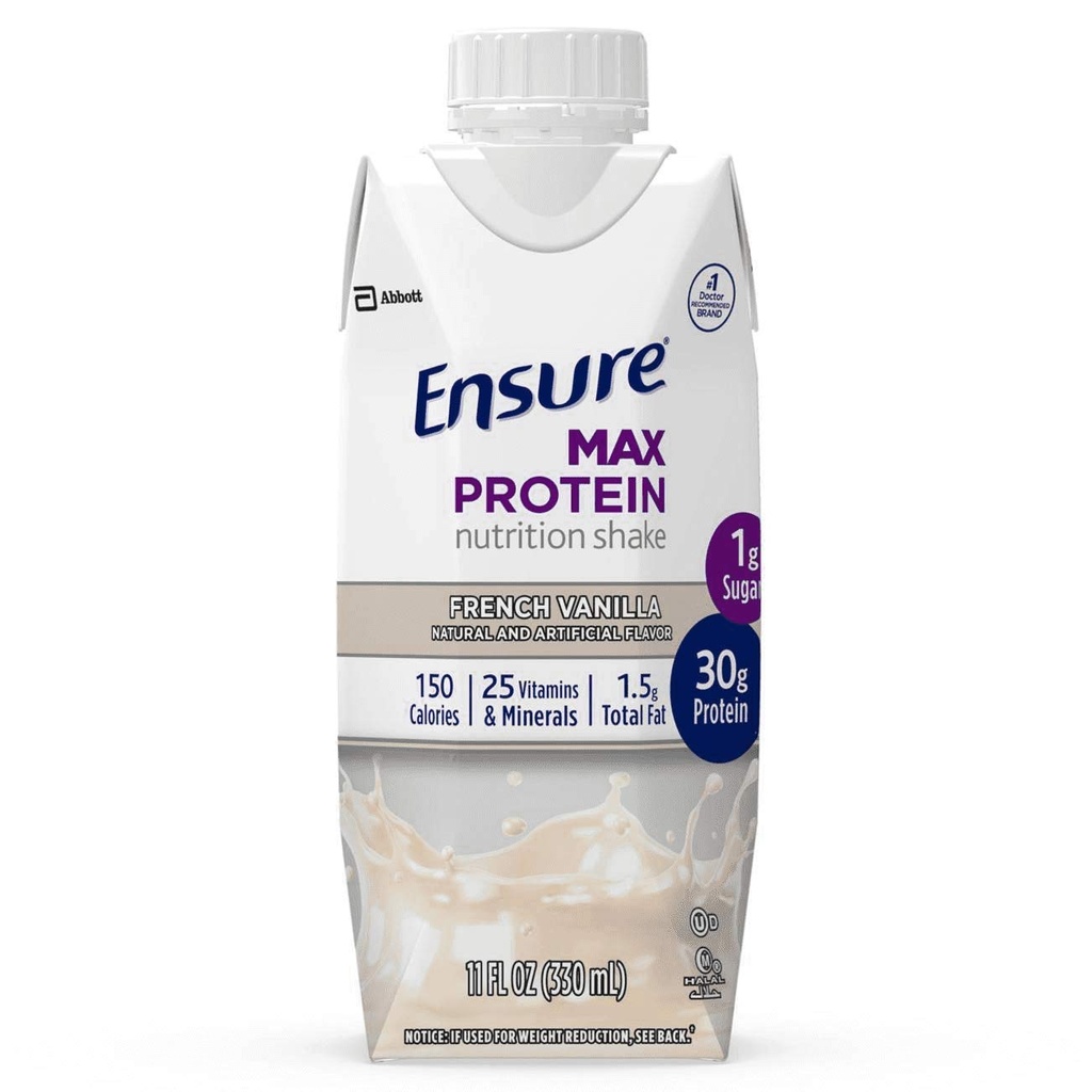 Sikre Max Protein Nutrition Ryst franske Vanilla 4 kartoner, Total vægt 44 fl oz