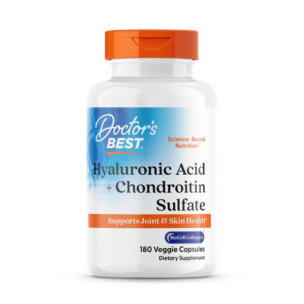 Doctor 's Best Hyaluronic Acid med Chondroitin Sulfate, Featuring BioCell Collagen, Non- GMO, Gluten Free, Soy Free, Joint Support, 180 Count (Pack of 1)