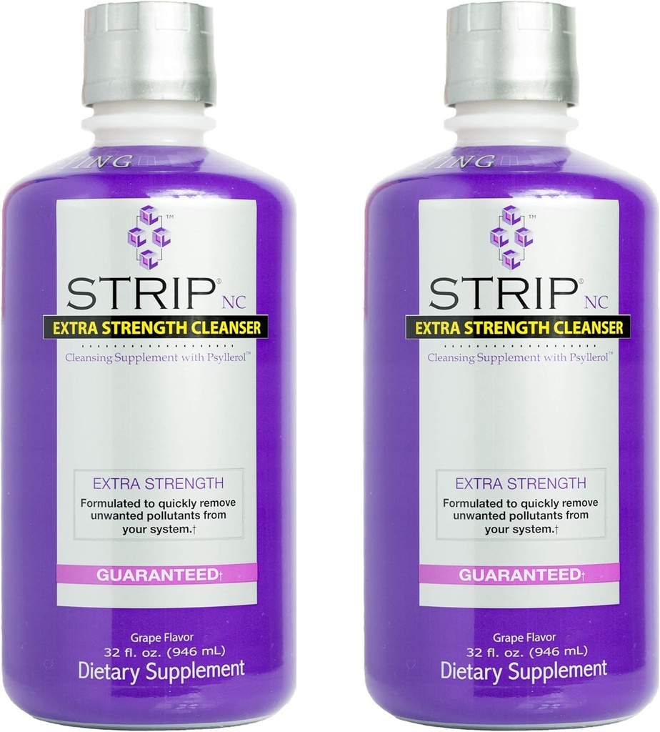 Wellgenix Strip NC Herbal Cleanse Detox Drikke, Fast- Fungerende Body Detox, 32 Fl Oz, Premium Detoxifier til Quick Flush Toxin Removal, Extreme Cleanse Detox, Grape Flavor flydende formel (pakke med 2)