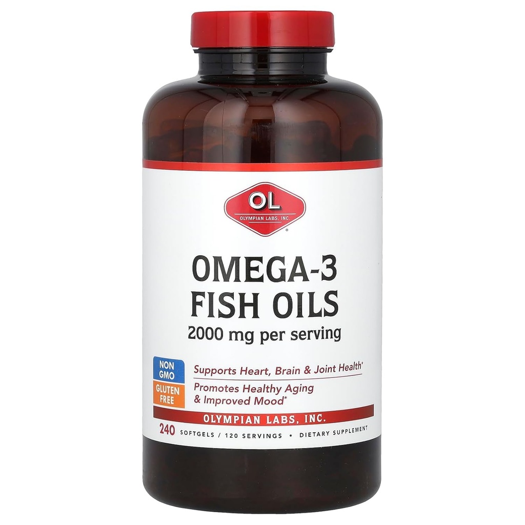 Olympian Labs Omega-3 Fish Oliils, 2000 mg, 240 Softgels (1000 mg per Softgel)