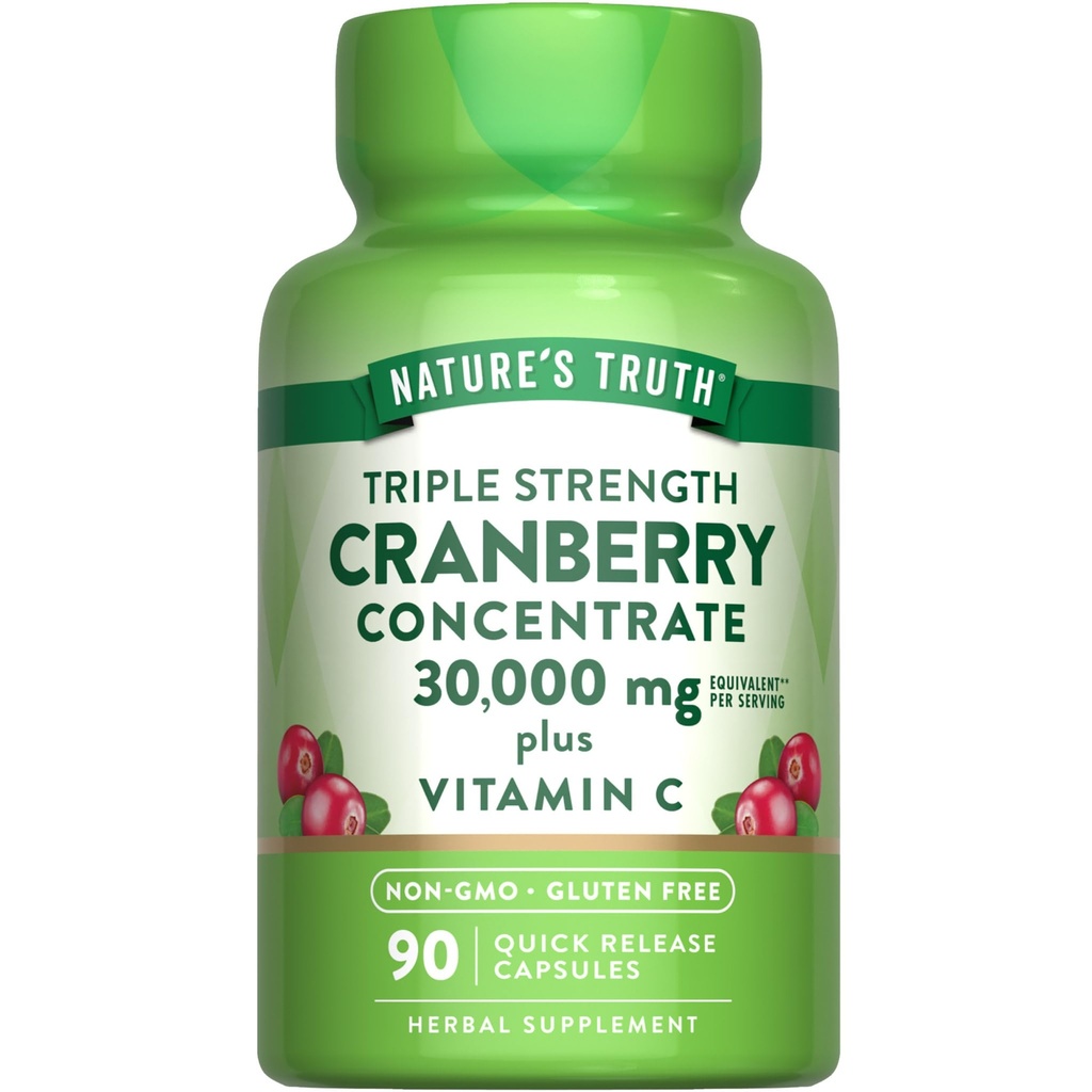 Nature 's Truth Cranberry Concentrate Pills 30,000mg Mex124; Plus C-vitamin Mex124; Triple Strength Support Kapsler Mex124; Non- GMO & Gluten Free Supplement
