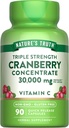 Nature 's Truth Cranberry Concentrate Pills 30,000mg Mex124; Plus C-vitamin Mex124; Triple Strength Support Kapsler Mex124; Non- GMO & Gluten Free Supplement