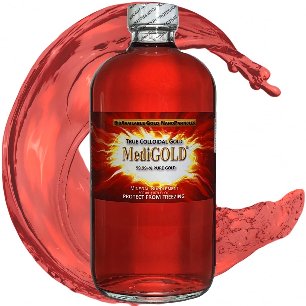 Sand kolloid guld Kosttilskud - 500 ml (16.9 Fl Oz) i klar glasflaske