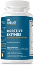 Dr. Tobias fordøjelsesenzymer med Probiotika, Prebiotika og Postbiotika Bromelain, Amylase, Lipase, for bedre fordøjelse & immunfunktion, 120 kapsler 60 Servere (2 daglige)