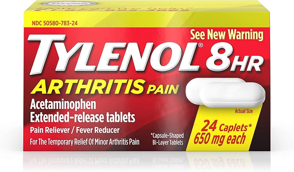 Tylenol 8 timers arthritis pain relief - Acetominophen Extende- Release Tablets, Pain Reliever / Fever Reducer, 24 kapsler, 650 mg hver (2 - Pack)