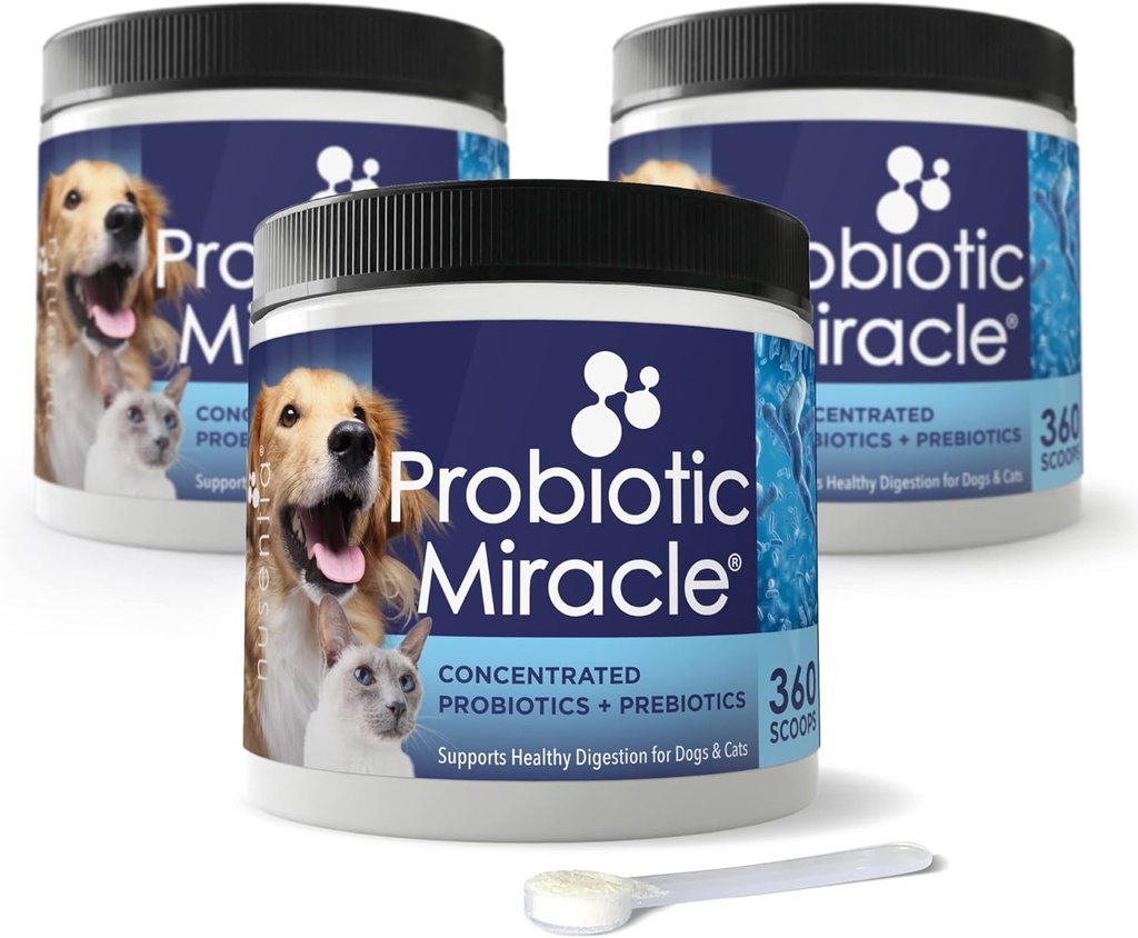 NUSENTIA Probiotisk Mirakel til hunde og katte (3 Bundle) spare $13. Eliminere Diarré, Forstoppelse, Loose Afføring, Gær og mere. Lavet i USA. GMP Certificeret