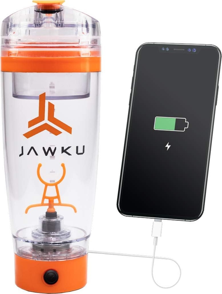 JAWKU POWER SHAKER FLASKE NU MED DRY OPLAGRING CONTAINER / / A Powerful 11.000 RPM mixer og Build- In oplader for dine enheder / 600ml (20oz.) BPA Free / * NEW * DRY LAGRINGSBEHOLDER
