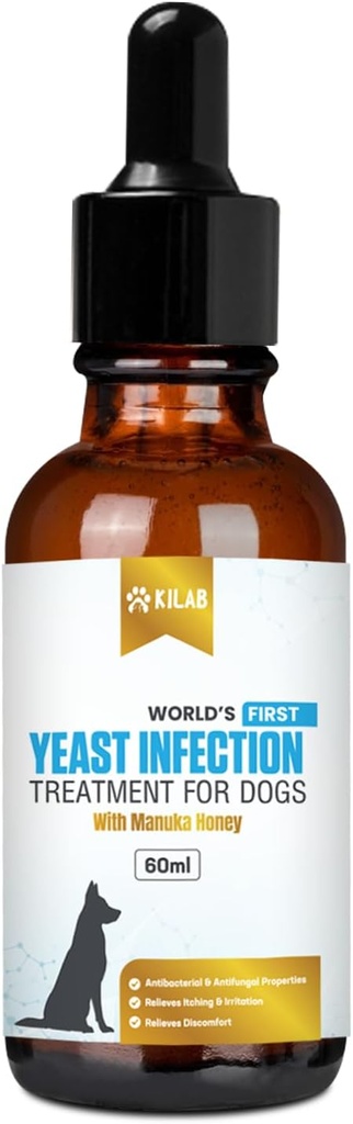 Kilab Natural Gær Infektion Behandling for hunde. Understøtter sund Itch Relief, Betændelse Relief, Allergi Relief & mere. Hund Gær Infektion Behandling. (60 ML)