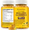 Mullein Gummies, 2000mg Organic Mullein Leaf Extract for Clear Lungs, Boost Respiratoriske & fordøjelsesfremmende, immunbooster for voksne & børn, Allergi Friendly, Non- GMO, 60 Gummies