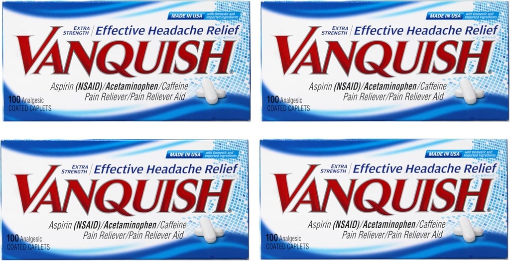 Vanquish Extra Strength Pain Reliever Caplets, 4 Greve