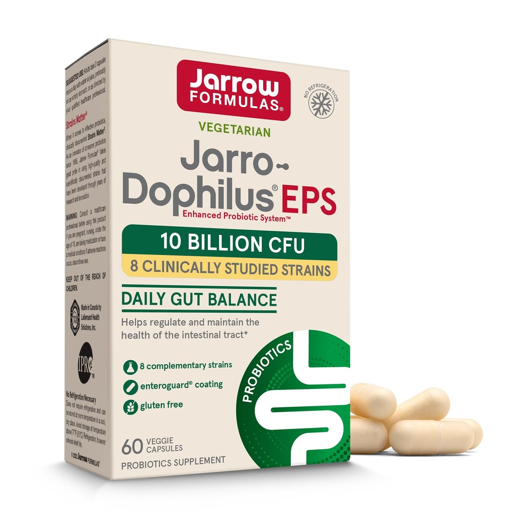 Jarrow Formulas Jarro- Dophilus EPS Probiotika 10 Millioner CFU, Kosttilskud til Intestinal Tract Support, Gut Health Kosttilskud til kvinder og mænd, 60 Veggie kapsler, 30 dages forsyning